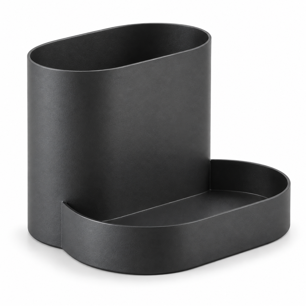Charcoal Steel Pen Holder with Front Storage Tray