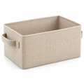 Oatmeal Fabric Storage Bin with Side Handles