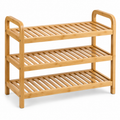 Bamboo Three-Tier Shoe Rack with Rounded Side Frames