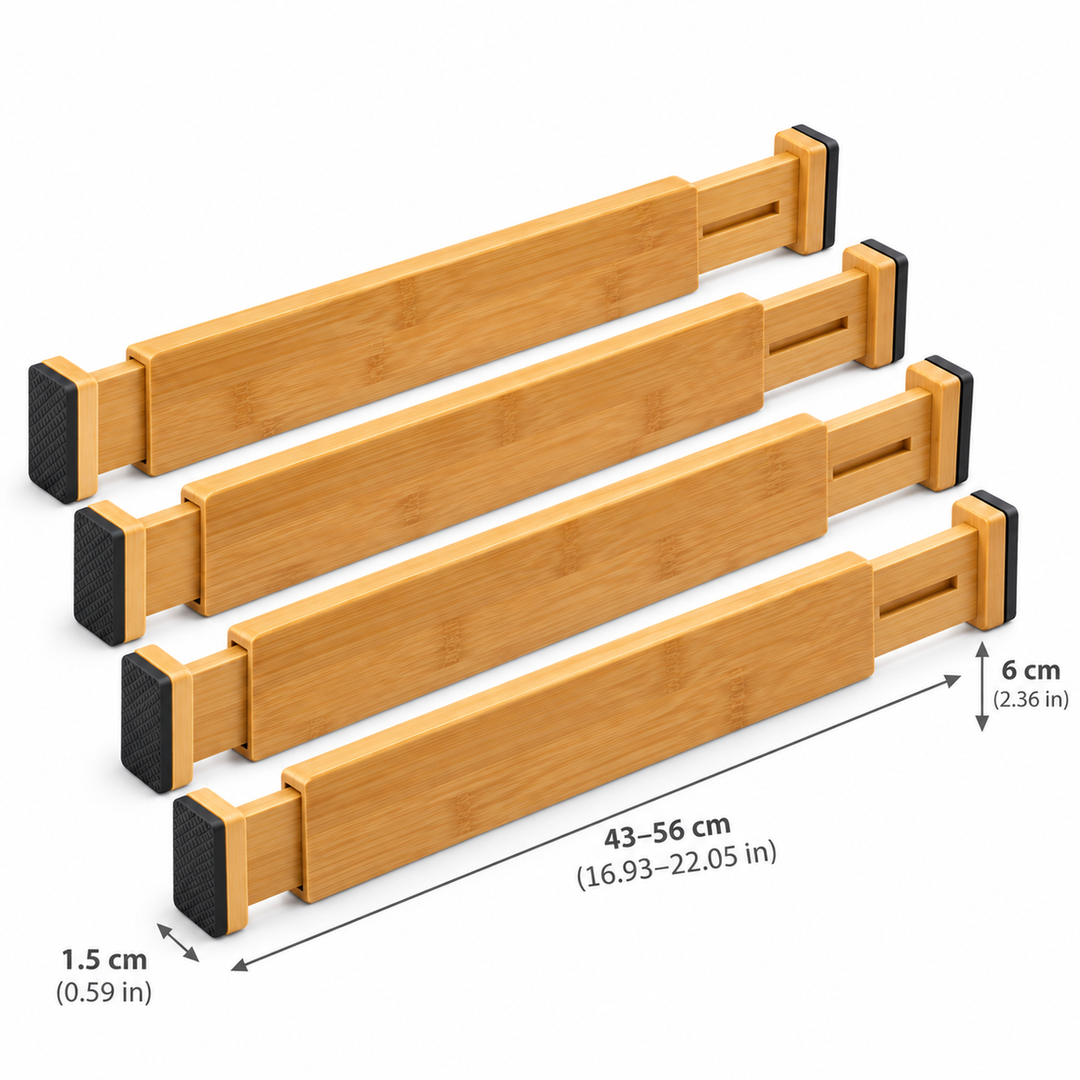 Bamboo Adjustable Drawer Dividers, Set of 4