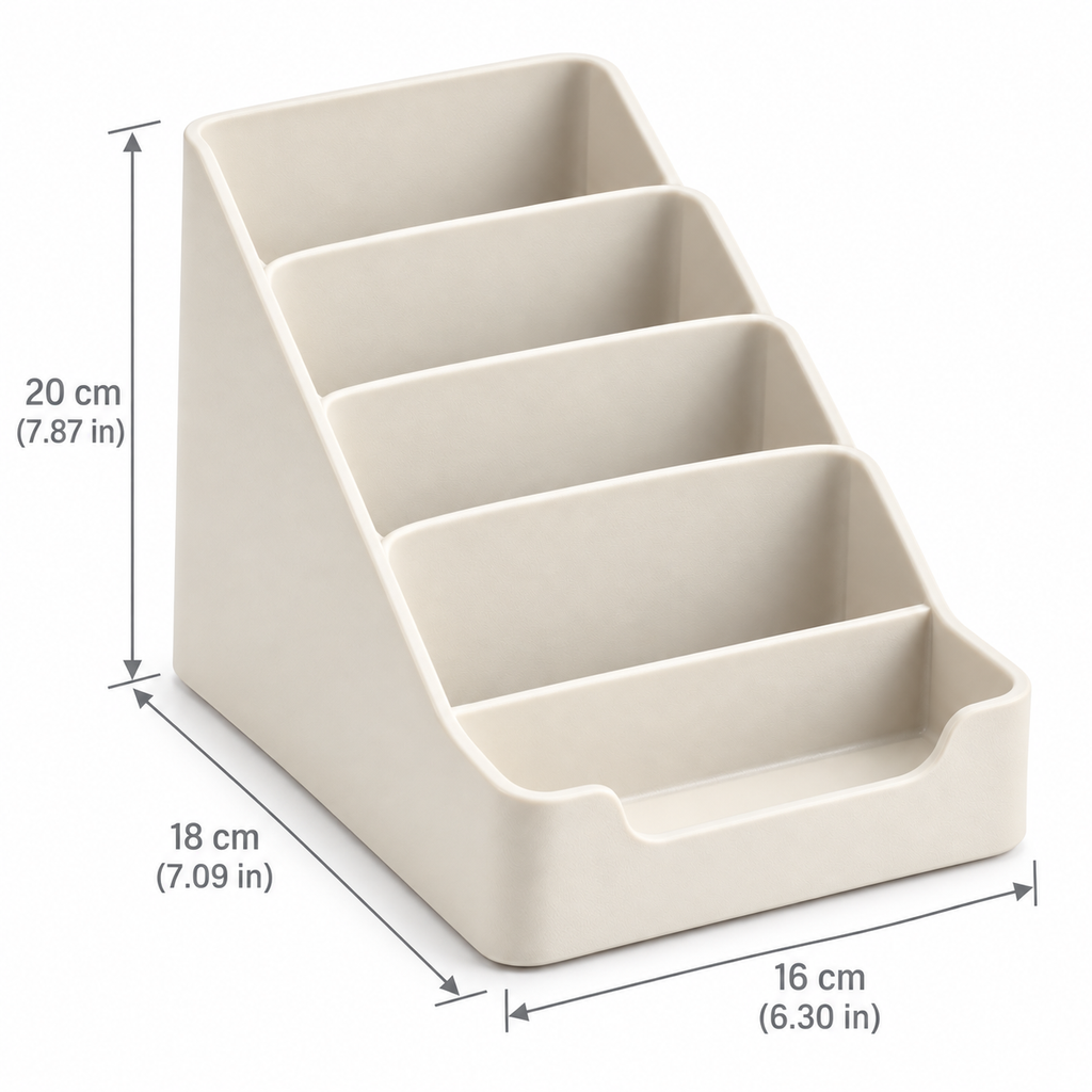 Ivory Stepped Remote Control Organizer with Front Pocket
