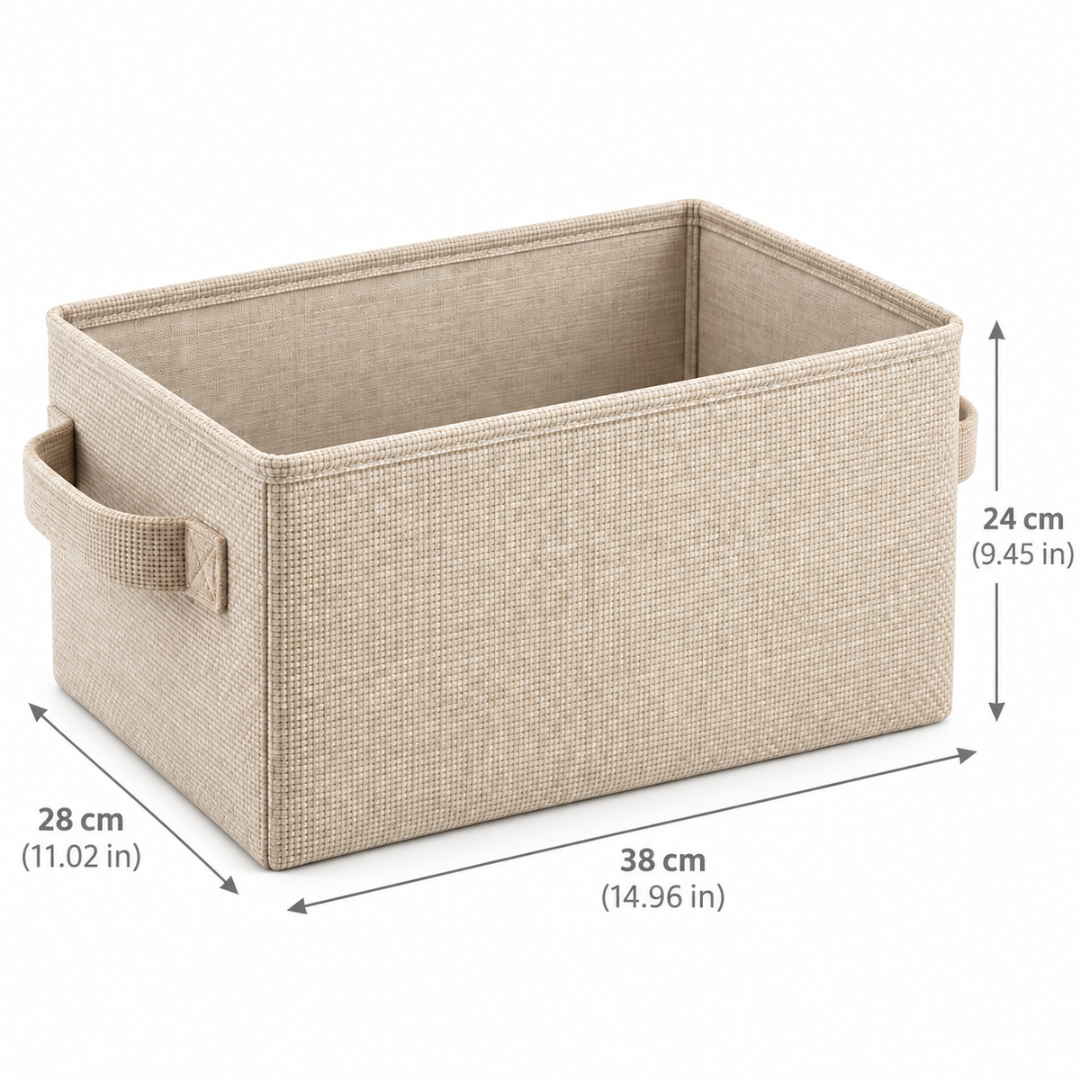 Oatmeal Fabric Storage Bin with Side Handles
