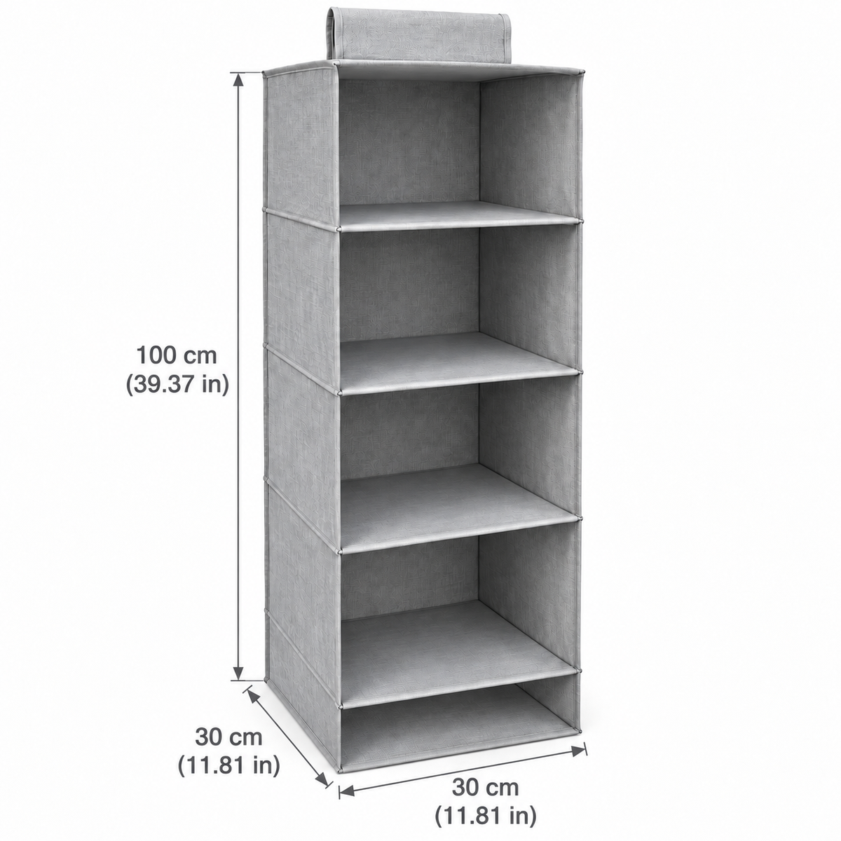 Gray Five-Shelf Hanging Closet Organizer