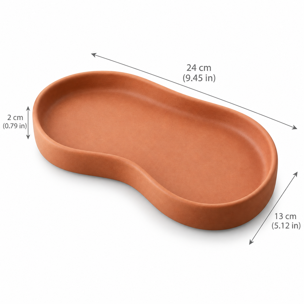 Terracotta Ceramic Key Tray with Curved Outline