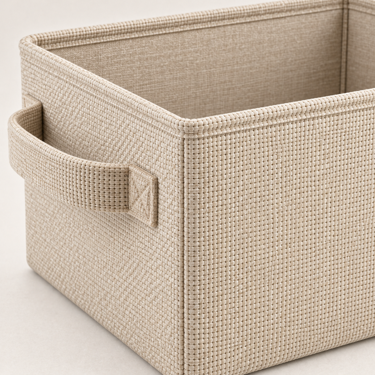 Oatmeal Fabric Storage Bin with Side Handles