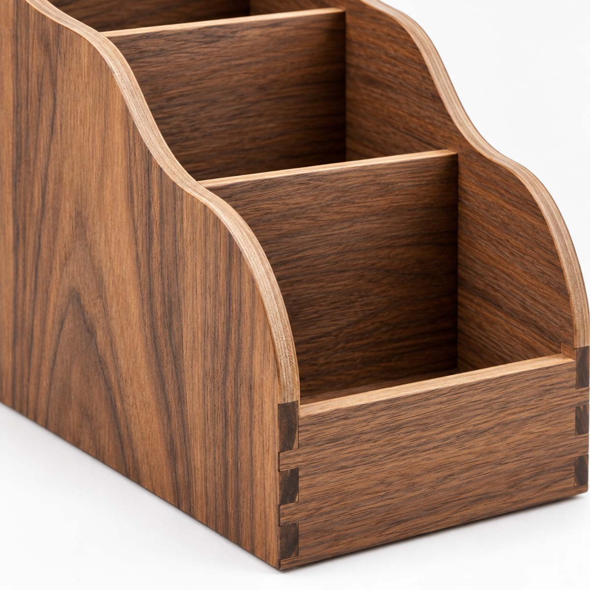 Walnut Desktop File Organizer with Three Upright Slots