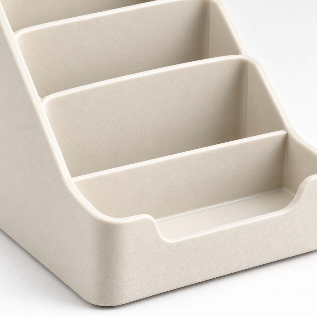 Ivory Stepped Remote Control Organizer with Front Pocket
